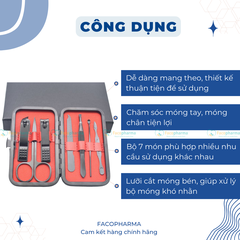 Bộ cắt móng tay 7 món cao cấp chất liệu thép không rỉ bền bỉ