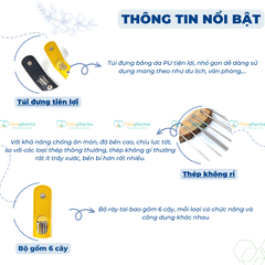 Bộ lấy ráy tai chuyên nghiệp 6 món có túi đựng bằng da mini tiện lợi - Móc xanh chuối