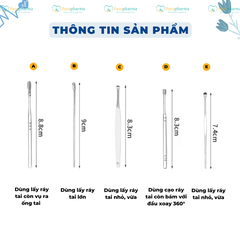 Bộ lấy ráy tai chuyên nghiệp 6 món có túi đựng bằng da mini tiện lợi - Móc xanh chuối