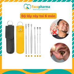 Bộ lấy ráy tai chuyên nghiệp 6 món có túi đựng bằng da mini tiện lợi - Móc xanh chuối