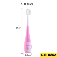 Bàn chải silicon chữ U cho bé từ 6 đến 12 tuổi an toàn, không gây đau lợi - Hồng