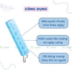 Hộp chia thuốc 7 ngày 7 ngăn, chất liệu nhựa PP bền, an toàn sức khỏe