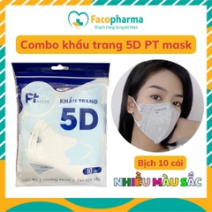 Khẩu trang 5D PT màu đen, trắng, hồng, xanh, xám hàng chính hãng