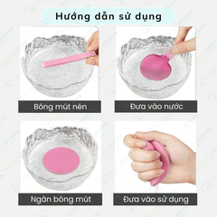 Bông mút rửa mặt bọt biển nén giải rửa mặt dùng một lần khăn lau mềm làm sạch và thân thiện với da 12 miếng