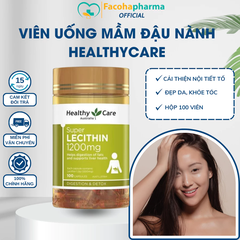 Viên uống mầm đậu nành Heathycare Super Lecithin 1200mg hỗ trợ cân bằng nội tiết tố lọ 100 viên