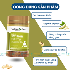 Viên uống mầm đậu nành Heathycare Super Lecithin 1200mg hỗ trợ cân bằng nội tiết tố lọ 100 viên