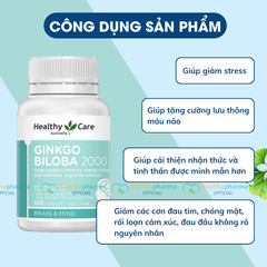 Bổ não ginko biloba Healthy Care giúp cải thiện mất ngủ, tăng tuần hoàn máu não, cải thiện đâu đầu suy giảm trí nhớ