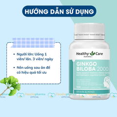 Bổ não ginko biloba Healthy Care giúp cải thiện mất ngủ, tăng tuần hoàn máu não, cải thiện đâu đầu suy giảm trí nhớ