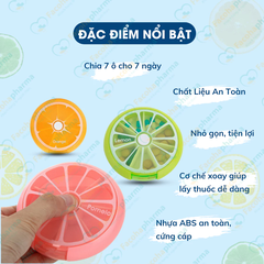 Hộp đựng thuốc chia ngăn 7 ngày mini dáng tròn hình trái cây dễ thương nhỏ gọn tiện lợi