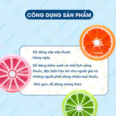 Hộp đựng thuốc chia ngăn 7 ngày mini dáng tròn hình trái cây dễ thương nhỏ gọn tiện lợi