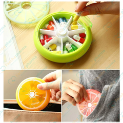 Hộp đựng thuốc chia ngăn 7 ngày mini dáng tròn hình trái cây dễ thương nhỏ gọn tiện lợi