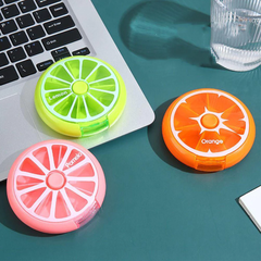 Hộp đựng thuốc chia ngăn 7 ngày mini dáng tròn hình trái cây dễ thương nhỏ gọn tiện lợi