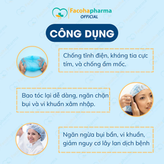 Mũ trùm đầu y tế nón con sâu Khánh An vải không dệt ngăn bụi vi khuẩn tóc rụng bay giữ tóc cố định