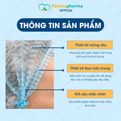 Mũ trùm đầu y tế nón con sâu Khánh An vải không dệt ngăn bụi vi khuẩn tóc rụng bay giữ tóc cố định