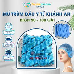 Mũ trùm đầu y tế nón con sâu Khánh An vải không dệt ngăn bụi vi khuẩn tóc rụng bay giữ tóc cố định