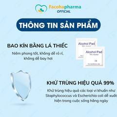 Hộp 100 miếng bông tẩm cồn Facoha Pharma khử trùng móng và da giúp lau sạch điện thoại dùng một lần