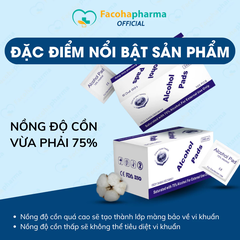 Hộp 100 miếng bông tẩm cồn Facoha Pharma khử trùng móng và da giúp lau sạch điện thoại dùng một lần