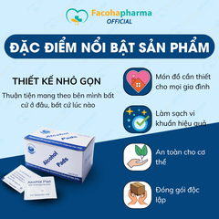 Hộp 100 miếng bông tẩm cồn Facoha Pharma khử trùng móng và da giúp lau sạch điện thoại dùng một lần