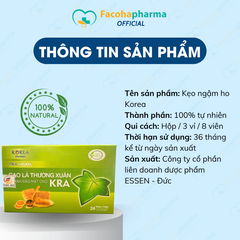 Kẹo ngậm ho bạc hà Korea cao lá thường xuân chanh đào mật ong the mát giảm đau họng hộp 24 viên
