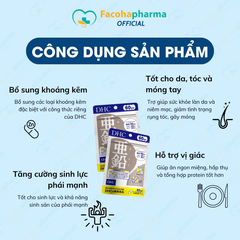 Viên uống DHC bổ sung kẽm 30 viên bổ sung kẽm DHC ZINC hỗ trợ giảm mụn đẹp da tăng cường thể lực