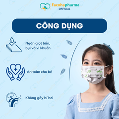 Khẩu trang y tế cho bé An Tâm chống bụi mịn kháng khuẩn hộp 50 tiết cute cho bé từ 5 - 12 tuổi