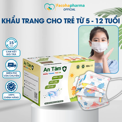 Khẩu trang y tế cho bé An Tâm chống bụi mịn kháng khuẩn hộp 50 tiết cute cho bé từ 5 - 12 tuổi