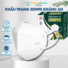 Khẩu trang y tế 4 lớp 3DN95 Khánh An hộp 10 cái khẩu trang trắng chống bụi mịn dành cho người lớn