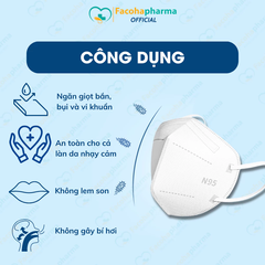 Khẩu trang y tế 4 lớp 3DN95 Khánh An hộp 10 cái khẩu trang trắng chống bụi mịn dành cho người lớn