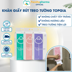 Khăn giấy rút treo tường Topgia đa sắc, khăn giấy khô chất liệu cao cấp hình vuông mền mịn tiện lợi cho mọi không gian