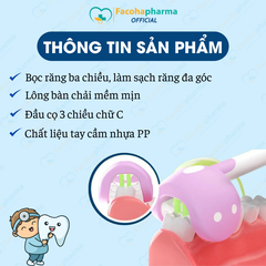Bàn chải đánh răng 3 mặt cho bé vệ sinh răng miệng kẽ răng ngừa sâu răng cho bé từ 4 đến 12 tuổi