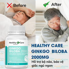 Bổ não ginko biloba Healthy Care giúp cải thiện mất ngủ, tăng tuần hoàn máu não, cải thiện đâu đầu suy giảm trí nhớ