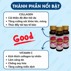Nước uống trắng da Collagen 9X Plus 16000 cung cấp vitamin C nhau thai cừu giúp sáng da chống lão hóa mất ngủ chai 50ml