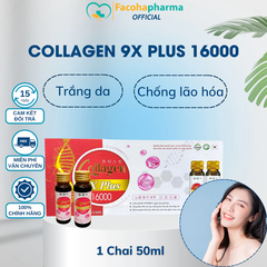 Nước uống trắng da Collagen 9X Plus 16000 cung cấp vitamin C nhau thai cừu giúp sáng da chống lão hóa mất ngủ chai 50ml