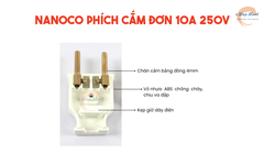 nanoco Phích cắm đơn 10A, 250V