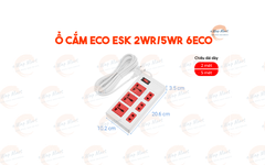 Điện Quang Ổ cắm ESK 2WR 6 ECO (6 lỗ, dây 2m, màu trắng đỏ)