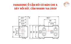 Panasonic Ổ cắm đôi có màn che và dây nối đất, cắm nhanh 16A 250V
