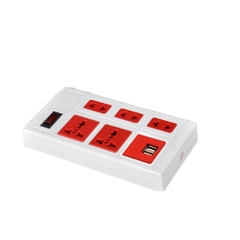 Điện Quang Ổ cắm ESK 5WR 5 ECO 2A (5 lỗ, dây dài 5 mét, màu trắng đỏ, 2 cổng USB 2.0A)