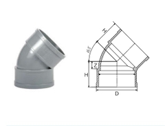 Nhựa ĐN Co 45° uPVC D168 PN6
