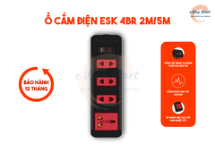 Điện Quang Ổ cắm ESK 4BR (3 lỗ 2 chấu, 1 lỗ 3 chấu, dây 5m, màu đen đỏ)