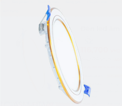 TLC Đèn led âm trần 9W tròn trắng - viền vàng