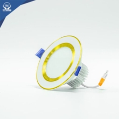 TLC Đèn led âm trần chống chói 9W ba màu - viền vàng