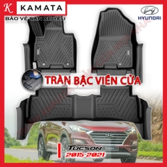 Thảm lót sàn ô tô Hyundai Tucson 2015-2021 đúc nguyên khối TPV tràn bậc viền cửa ( 1 bộ/3 tấm)