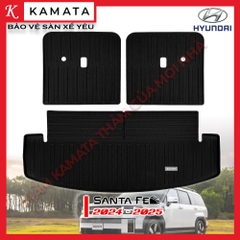 Thảm lót cốp xe ô tô Hyundai Santafe 2024 - 2025 chất liệu TPV dạng khay/tràn ghế
