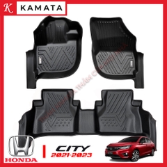 Thảm lót sàn ô tô Honda City 2021-2023 khuôn đúc TPV  (1 bộ 3 tấm) Tràn Viền