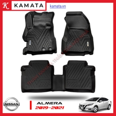 Thảm lót sàn ô tô Nissan Almera 2015-2020 khuôn đúc TPV (1 bộ/3 tấm)