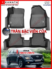 Thảm lót sàn ô tô Hyundai Venue 2023-2024 khuôn đúc TPV tràn viền (1 bộ 3 tấm)