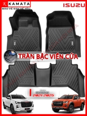 Thảm lót sàn ô tô 5D Isuzu Dmax 2015-2024 đúc nguyên khối TPV/TPE/Viền Dài (3 tấm/Bộ)