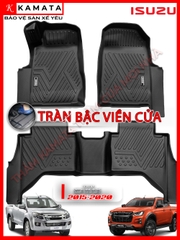 Thảm lót sàn ô tô 5D Isuzu Dmax 2015-2024 đúc nguyên khối TPV/TPE/Viền Dài (3 tấm/Bộ)