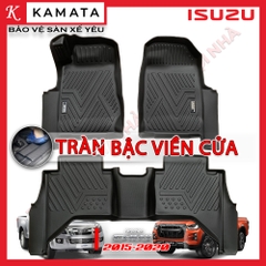 Thảm lót sàn ô tô 5D Isuzu Dmax 2015-2024 đúc nguyên khối TPV/TPE/Viền Dài (3 tấm/Bộ)