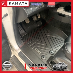 Thảm lót sàn ô tô 5D Nissan Navara 2015-2023 đúc nguyên khối TPV (3 tấm/Bộ)